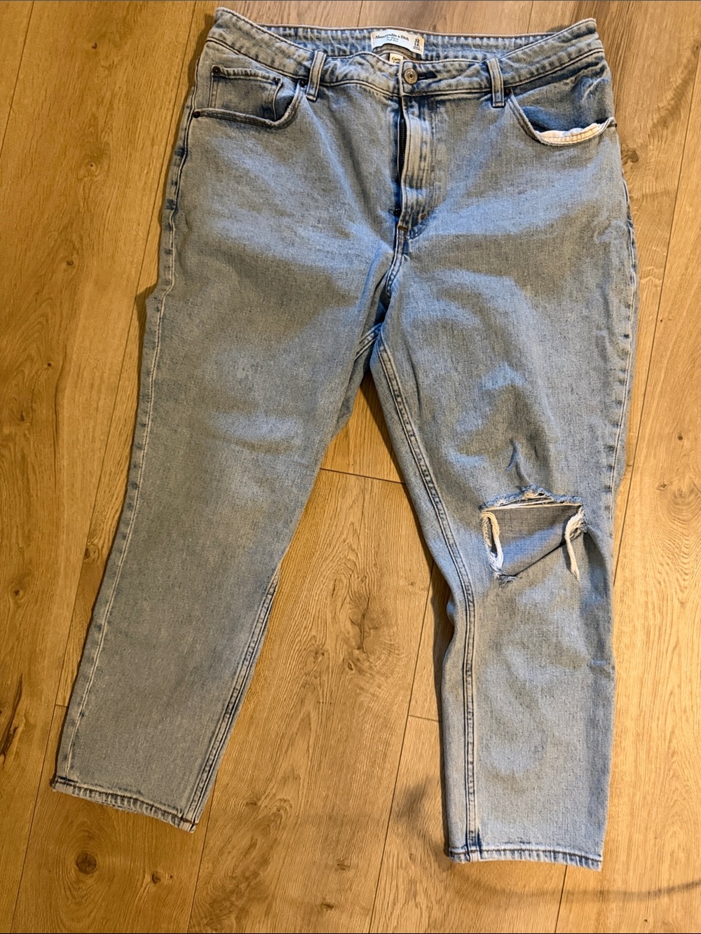 Abercrombie & Fitch Light Blue Boyfriend Jeans with Knee Distress